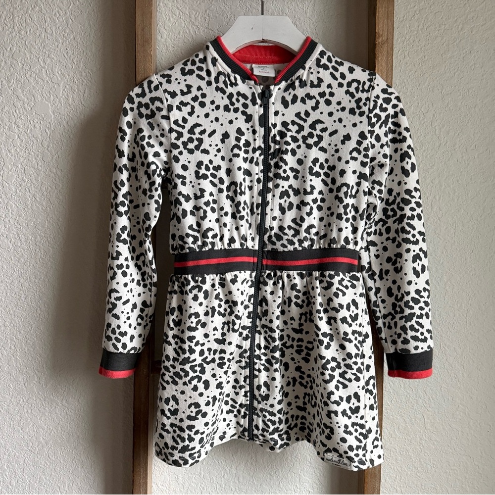 Boboli Animal Print Zip Up Long Sleeve Dress Girls Sz: 5